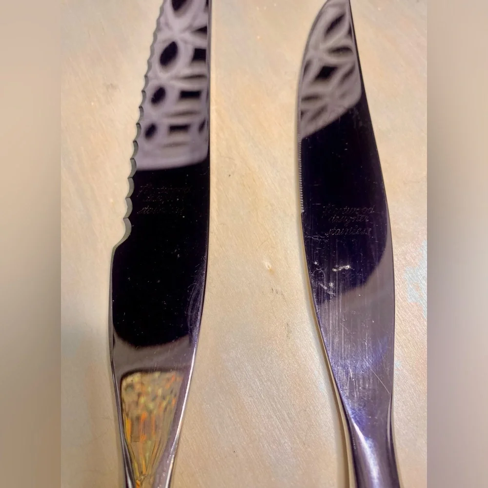 Vintage Town & Country Fleetwood Design Stainless‎ Blade Teak Handle 2 Piece Set